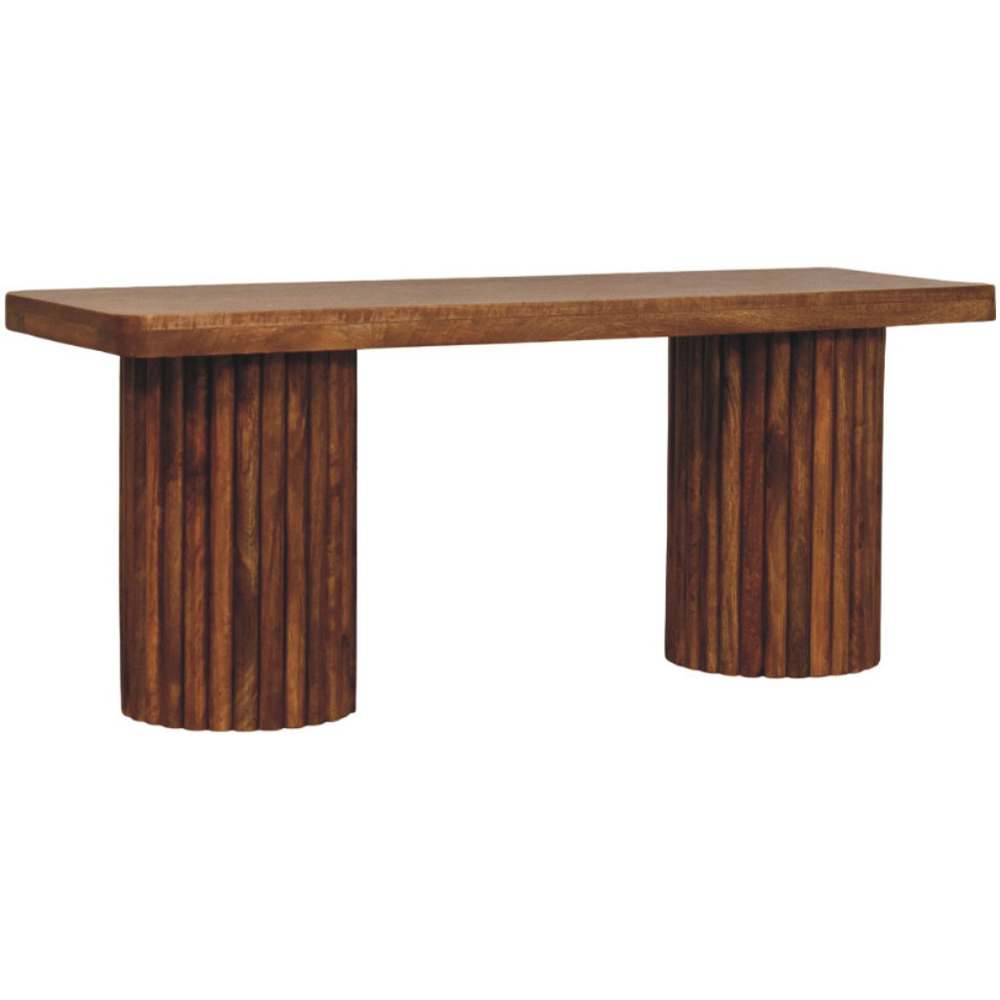Artisan Furniture Astoria Brown 2 Seater Solid Wood Fluted Bench Image 3