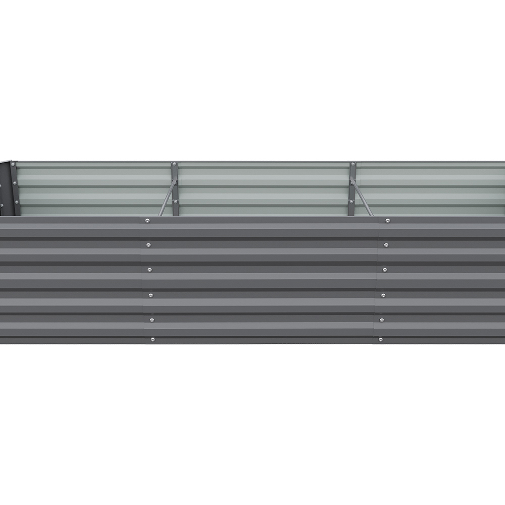 Living and Home Grey Large Rectangular Galvanised Steel Raised Garden Bed 240x80x45cm Image 5