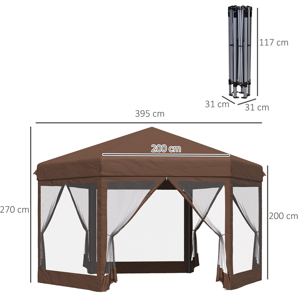 Outsunny 4 x 4m Brown Pop Up Gazebo with 4 Mesh Sides and Carry Bag Image 8