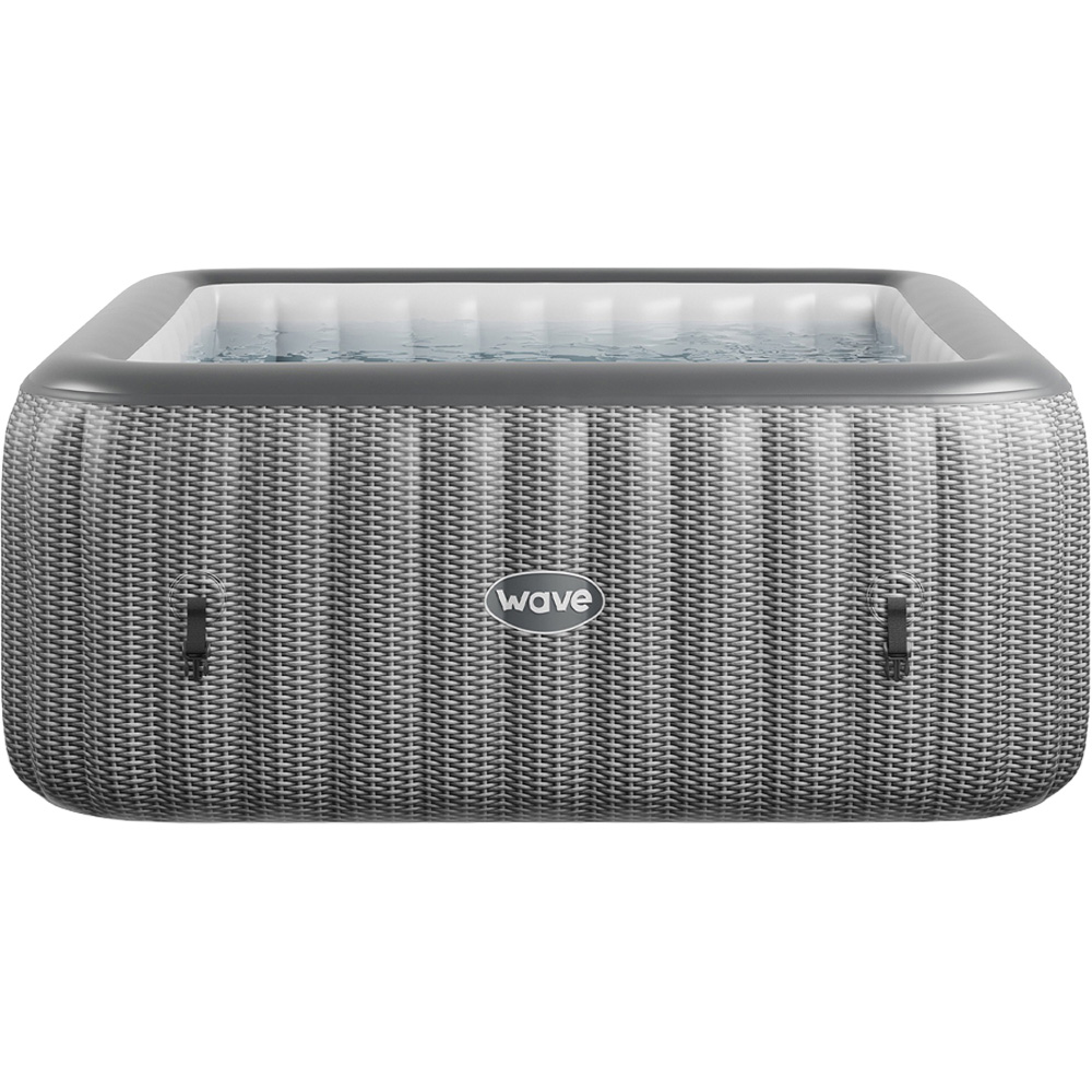 Wave Pacific 4 Person Grey Rattan Inflatable Hot Tub with Integrated Heater Image 1