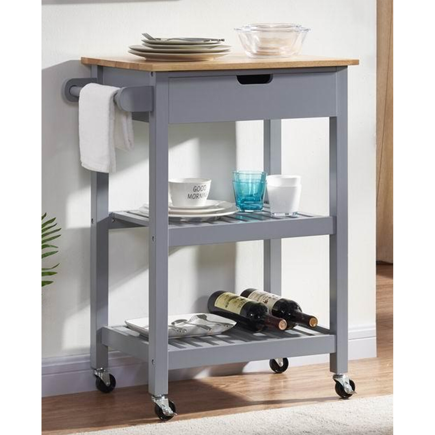 Alexa Kitchen Storage Cart Trolley - Grey Image 1