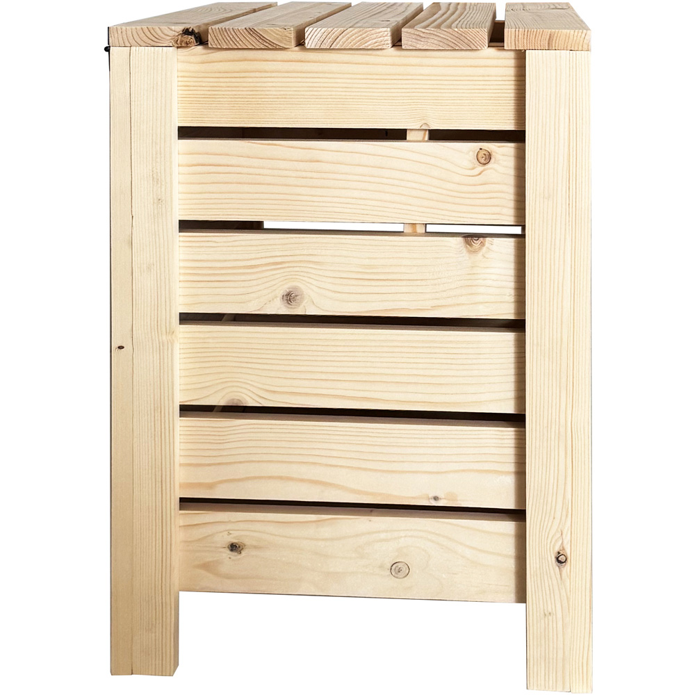 Core Products Natural Pre-Sanded Solid Pine Slatted Narrow Storage Box with Lid Image 5