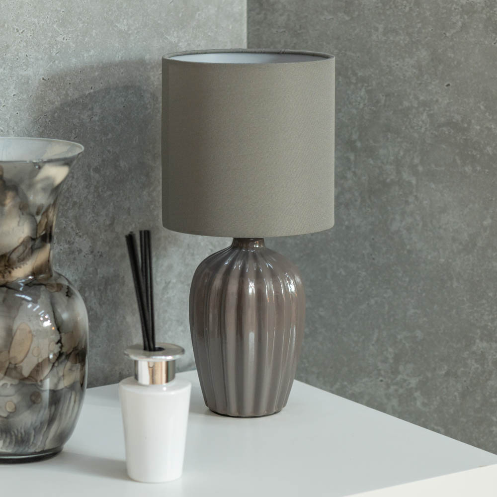ValueLights Carbone Grey Shade Ceramic LED Table Lamp Image 5
