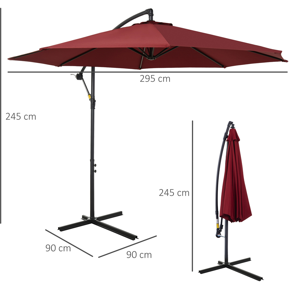 Outsunny Wine Red Cantilever Banana Parasol 3m Image 7