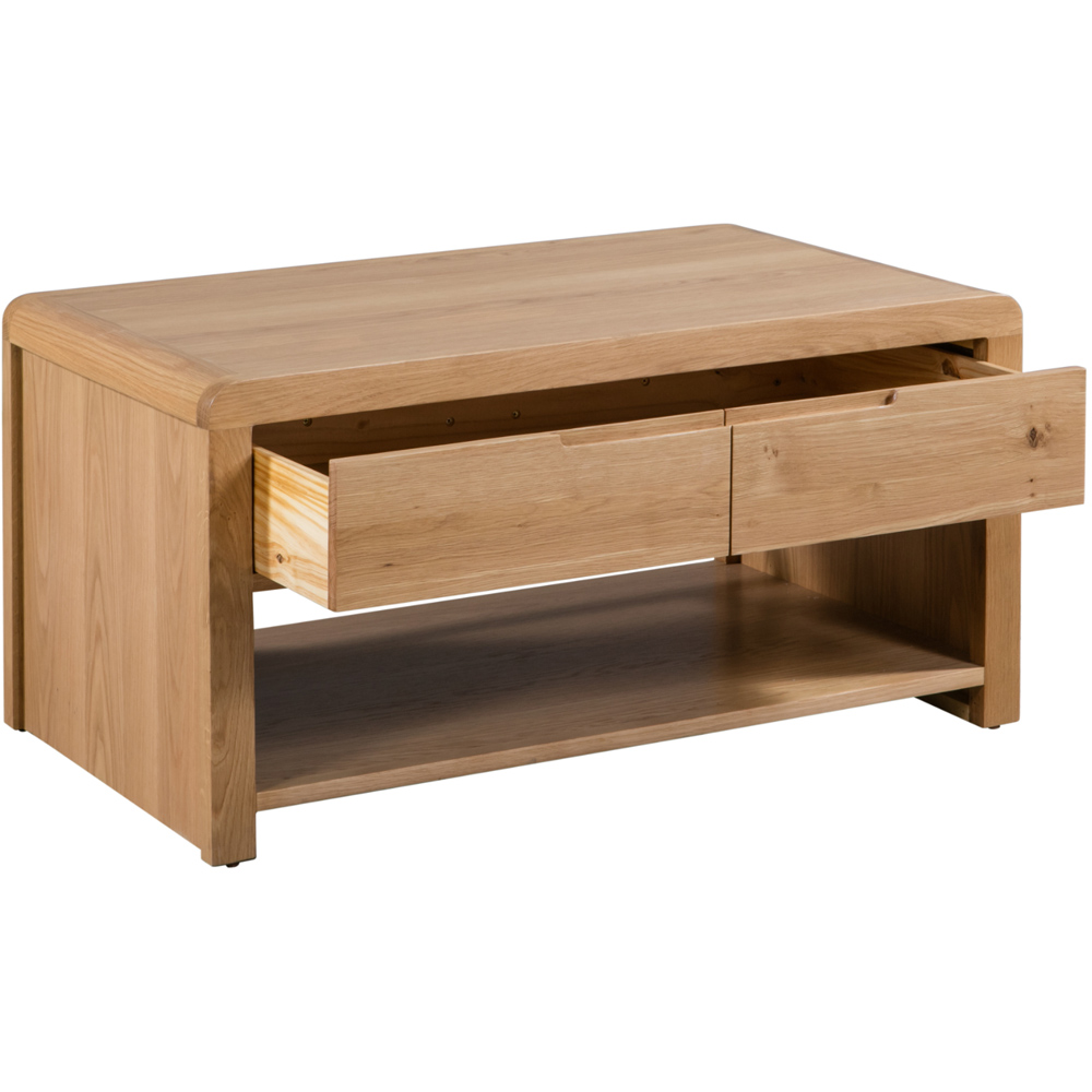 Julian Bowen Curve Single Drawer Oak Coffee Table Image 4