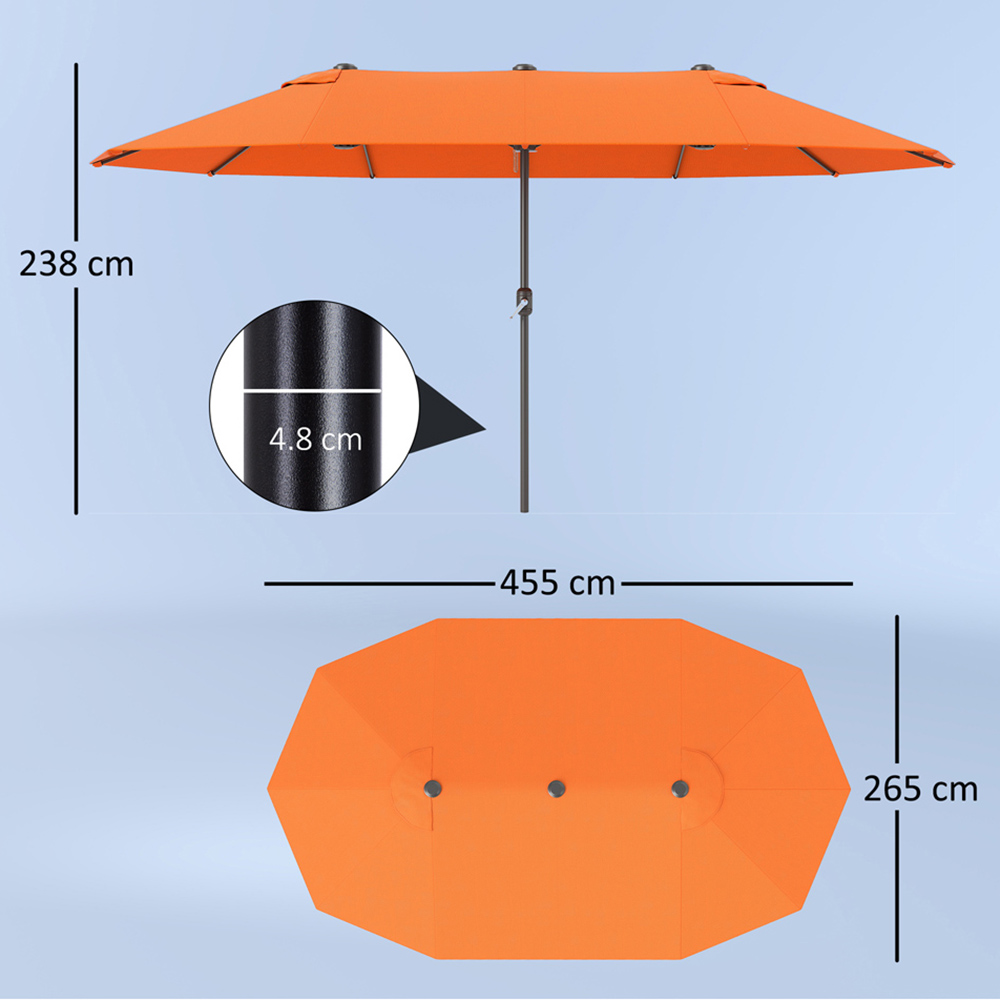 Outsunny Orange Crank Handle Double Sided Umbrella 4.6m Image 9