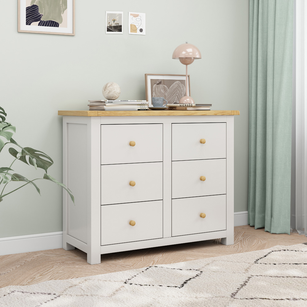 Cabinet Bits Maggiori 6 Drawer White Wood Knob Chest of Drawers Image 8