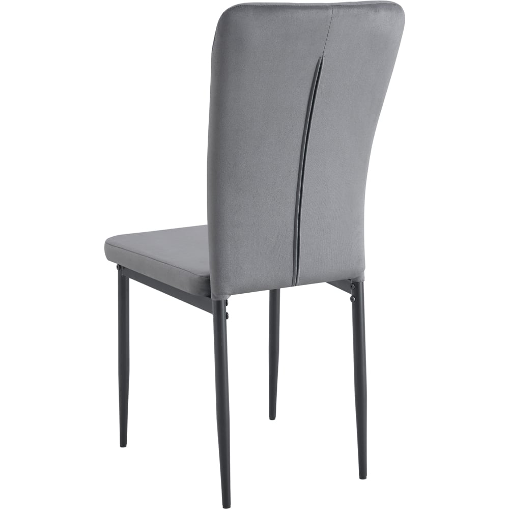 Elle Set of 4 Dark Grey Velvet Effect Plush Padded Upholstered Dining Chair Image 5