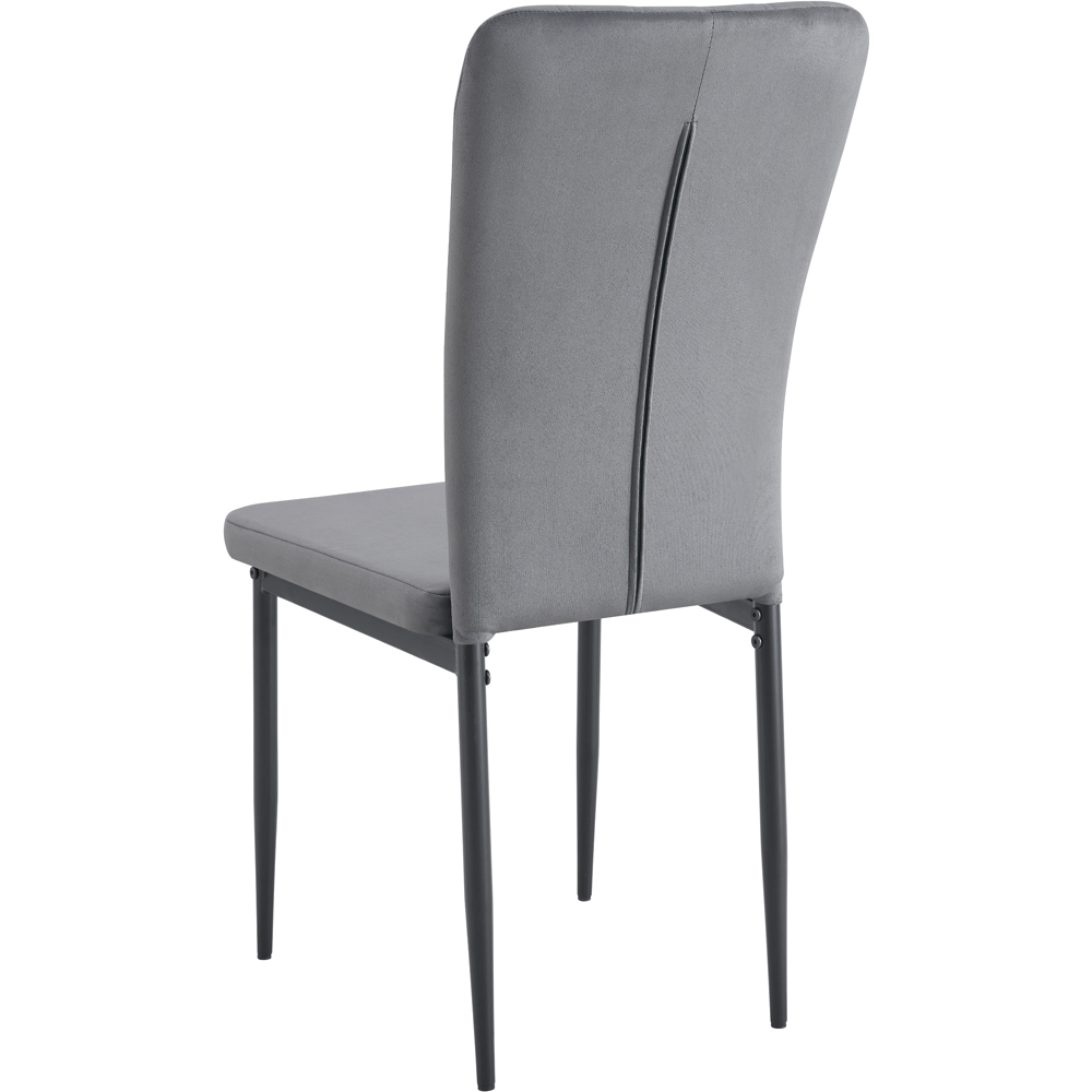 Elle Set of 6 Dark Grey Velvet Effect Plush Padded Upholstered Dining Chair Image 5