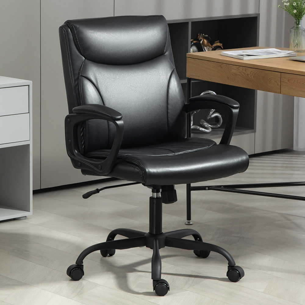 Portland Black Faux Leather Tilting Home Office Chair Image 1