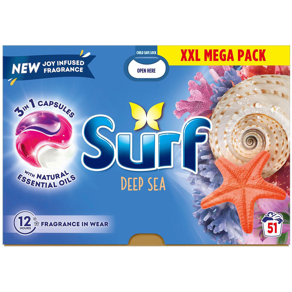 Surf 3 in 1 Deep Sea Washing Capsules 51 Washes 8 Pack Image 2