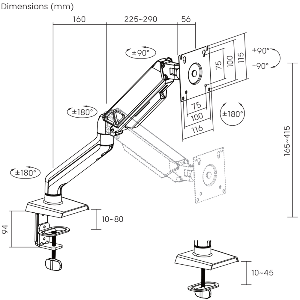 Properav White and Grey Desk Mount 17 to 32 inch Image 6