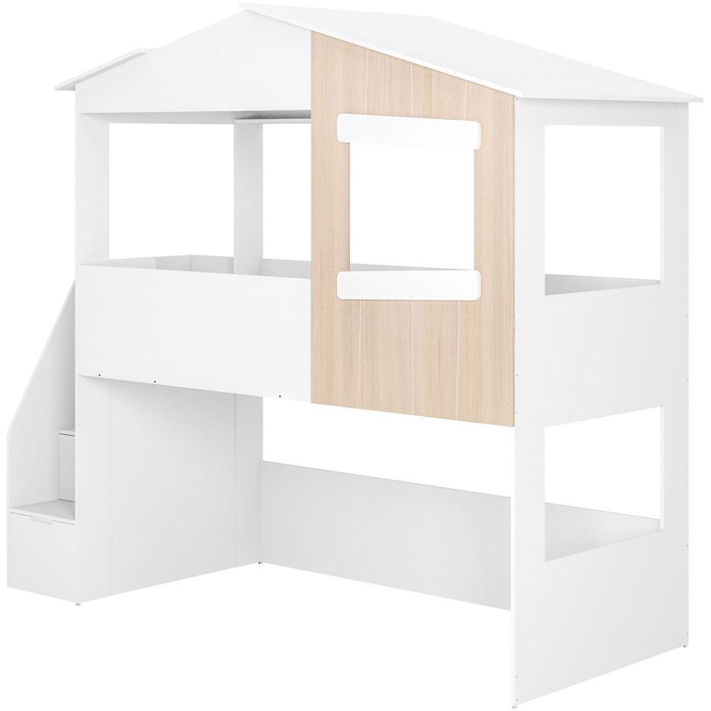 Flair Dreamland White and Oak Play House Staircase Mid Sleeper Image 2