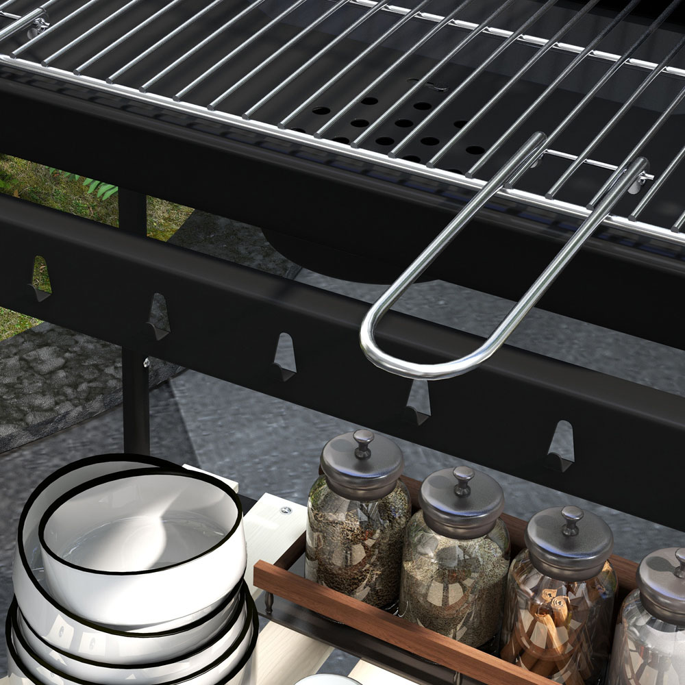 Outsunny Charcoal BBQ Grill Trolley with Ash Catcher Image 3