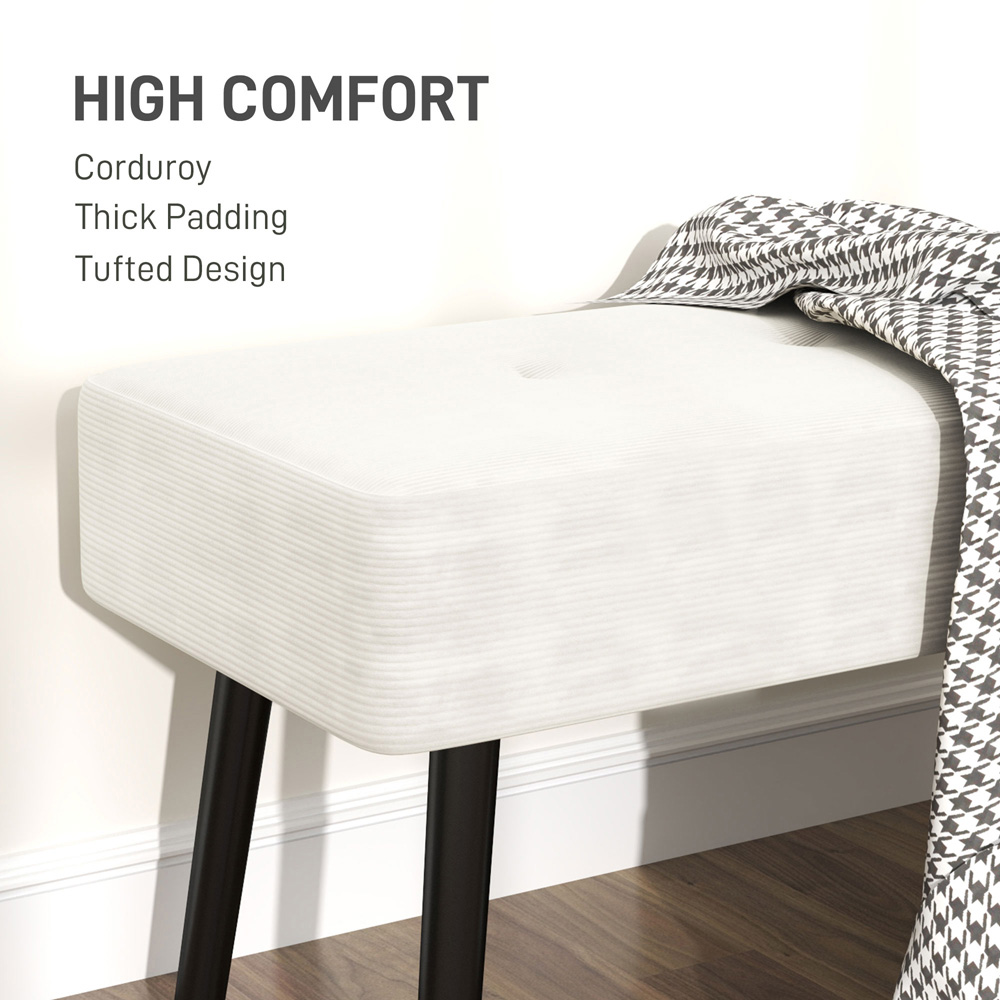 Portland Cream White End of Bed Bench with Thick Padding Image 6