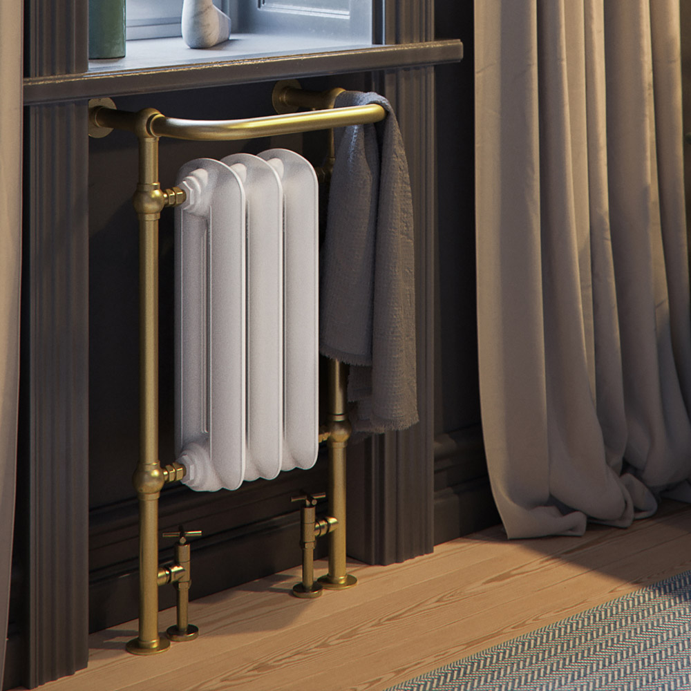 Terma 1217BTU White Soft and Brass Heated Towel Rail 900 x 490mm Image 2