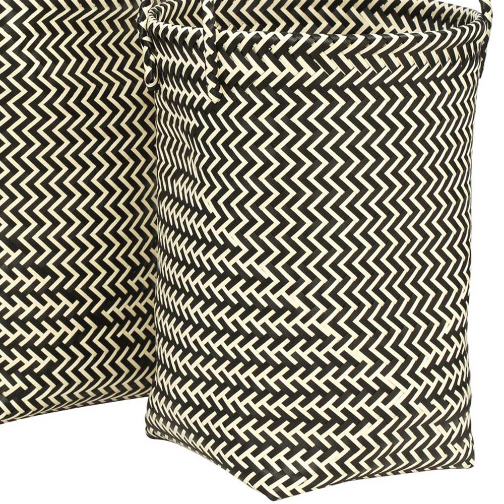 Premier Housewares Black and White Woven Storage Basket 2 Pack Image 5