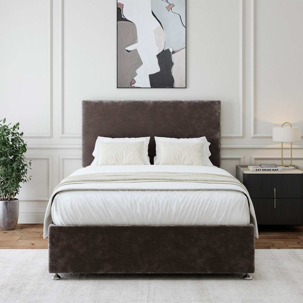 Bedmaster King Size Charcoal Chenille Divan Base with Valencia Headboard Image 2