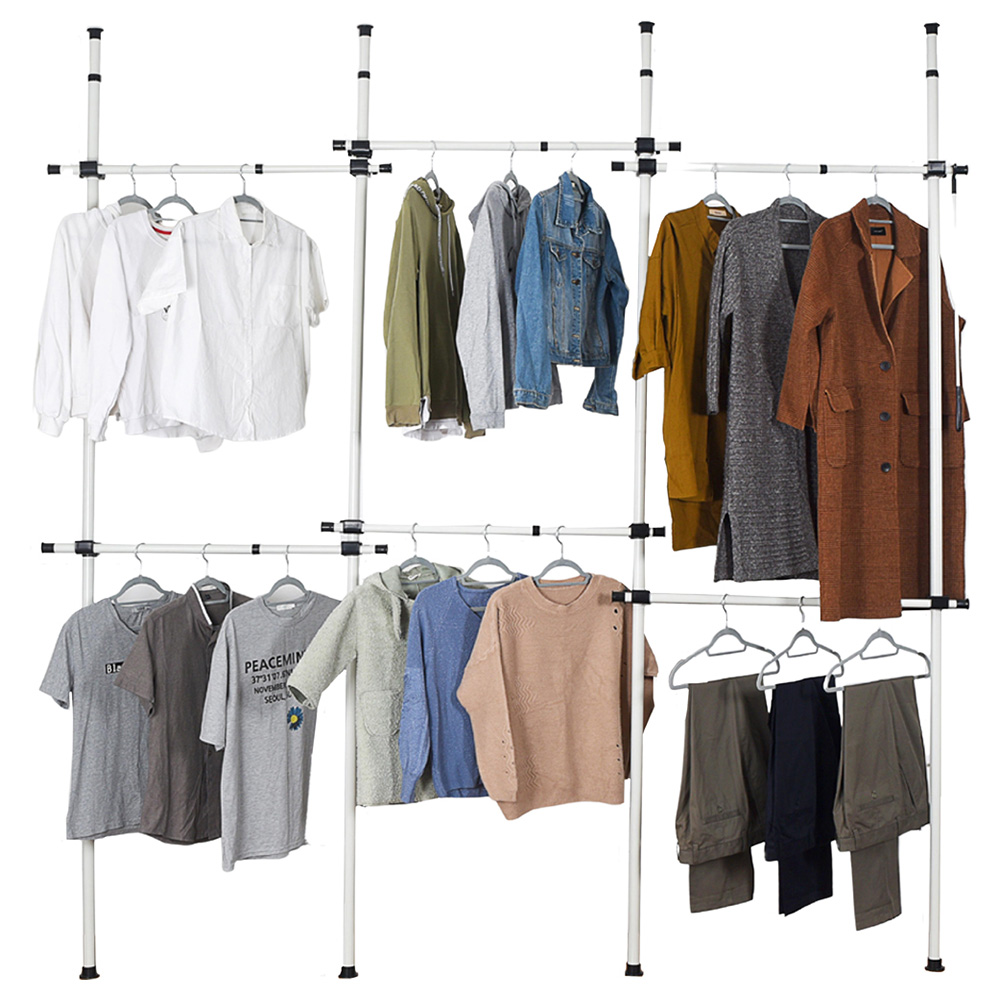 House of Home Telescopic 2-Tier Triple Clothes Rail Image 3