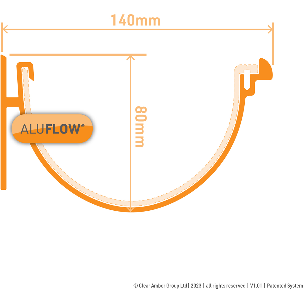 Clear Amber Aluflow White Deep Aluminium Gutter 2m Image 4