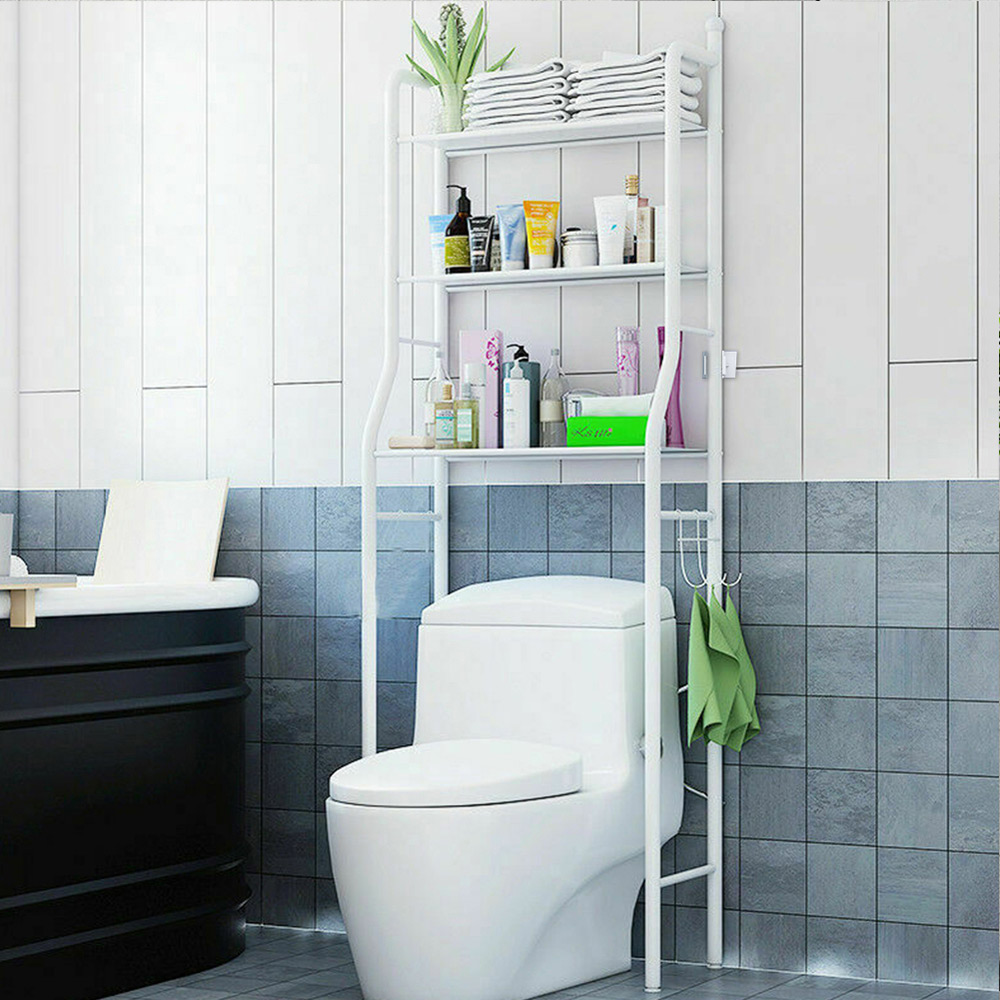 Living and Home 3-Tier White Metal Over Toilet Bathroom Storage Rack Image 2