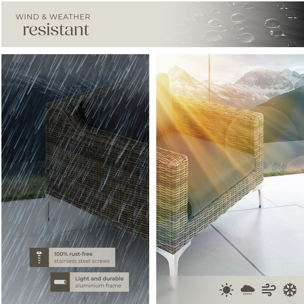 tectake Villanova Rattan Garden Armchair with Cushion Image 7