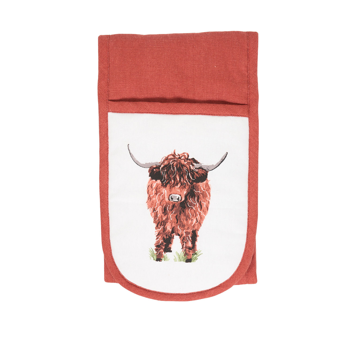 Highland Cow Design Double Oven Glove Red Image 2