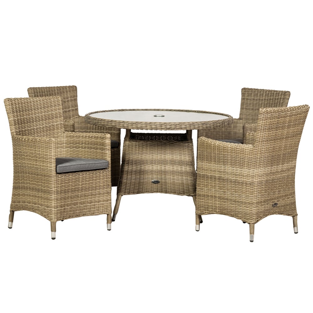 Royalcraft Wentworth Rattan 4 Seater Round Carver Dining Set Image 2