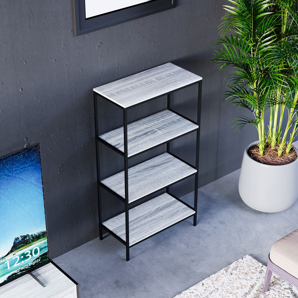 VIDA DESIGNS Brooklyn 4 Shelf Grey Bookcase Image 7
