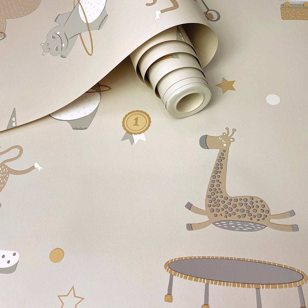 Holden Decor Animal Gymnastics Beige Wallpaper Image 2