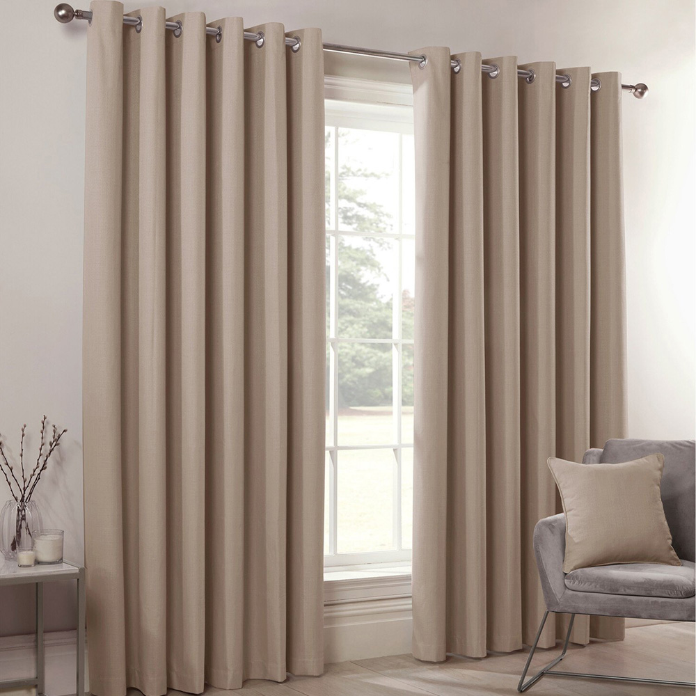 Divante Hoxton Natural Blackout Eyelet Curtain 183 x 168cm Image 1
