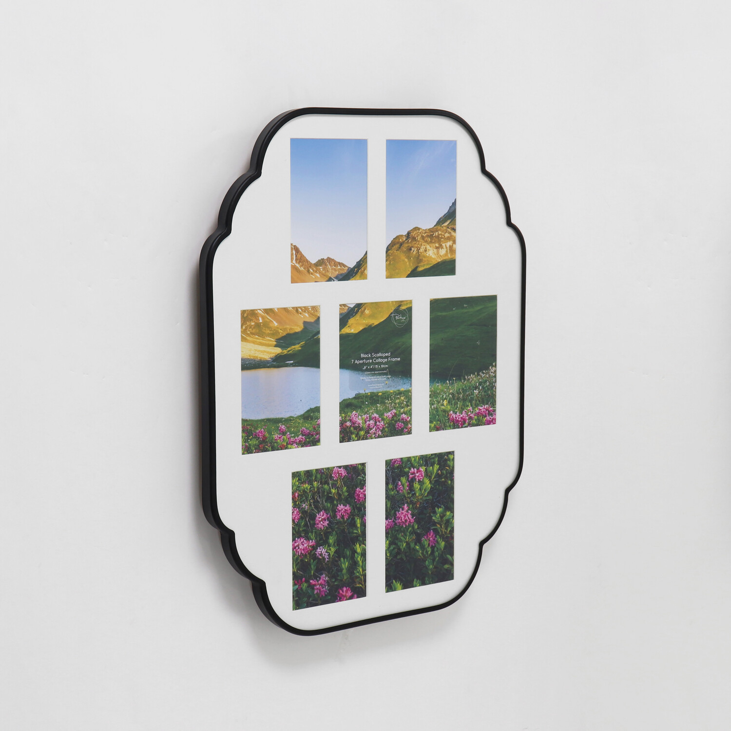 Scalloped 7 Aperture Collage Frame - Black Image 2