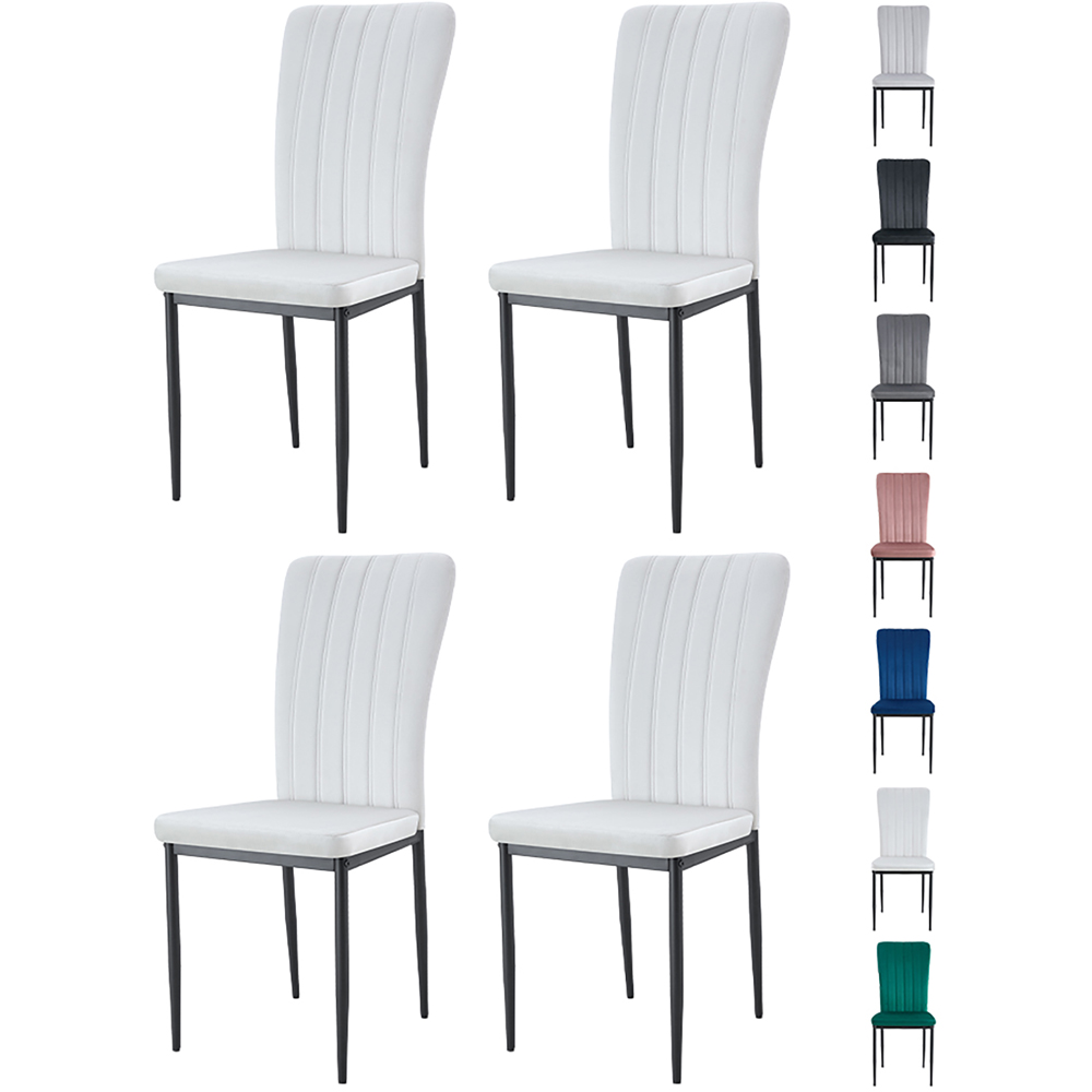 Elle Set of 4 Beige Velvet Effect Plush Padded Upholstered Dining Chair Image 8