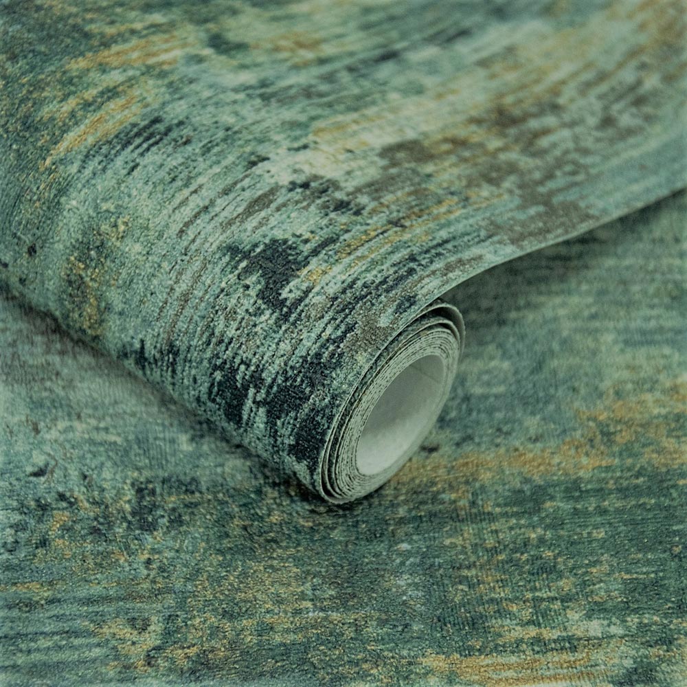 Grandeco Vincenzo Distressed Luxury Italian Plaster Green Wallpaper Image 2