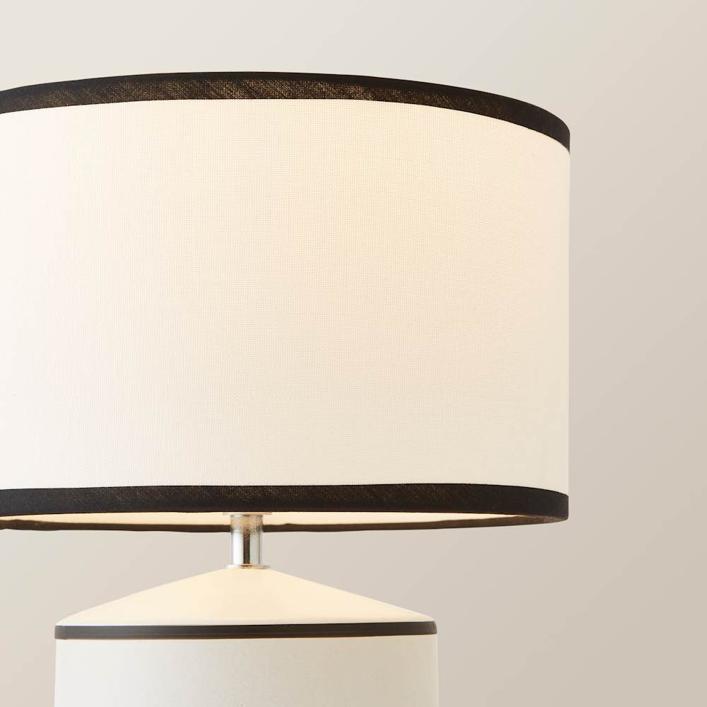 ValueLights Julia Black Trim Ceramic Table Lamp with Linen Shade and Bulb Image 4