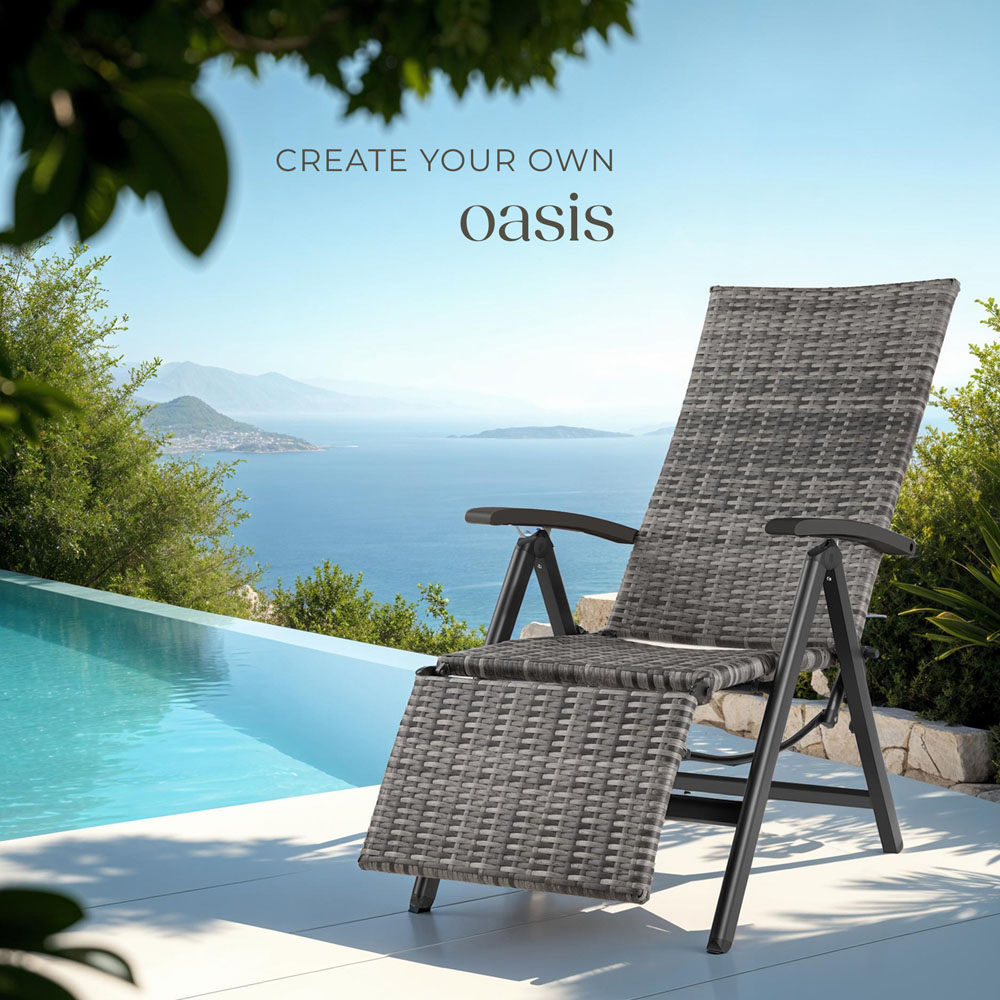 tectake Brisbane Grey 6 Way Adjustable and Foldable Garden Chair Image 8