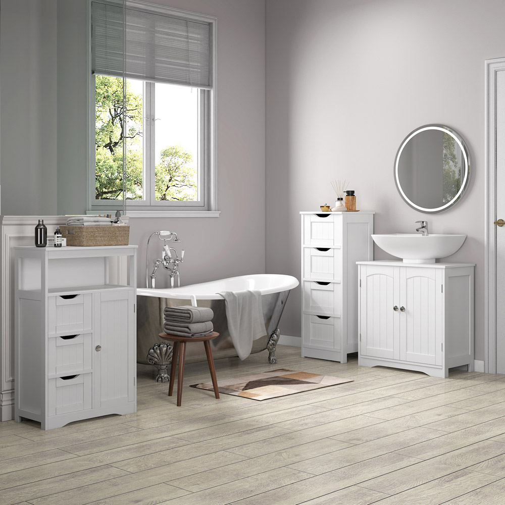 Dakota 3 Drawer White Bathroom Storage Cabinet Image 5