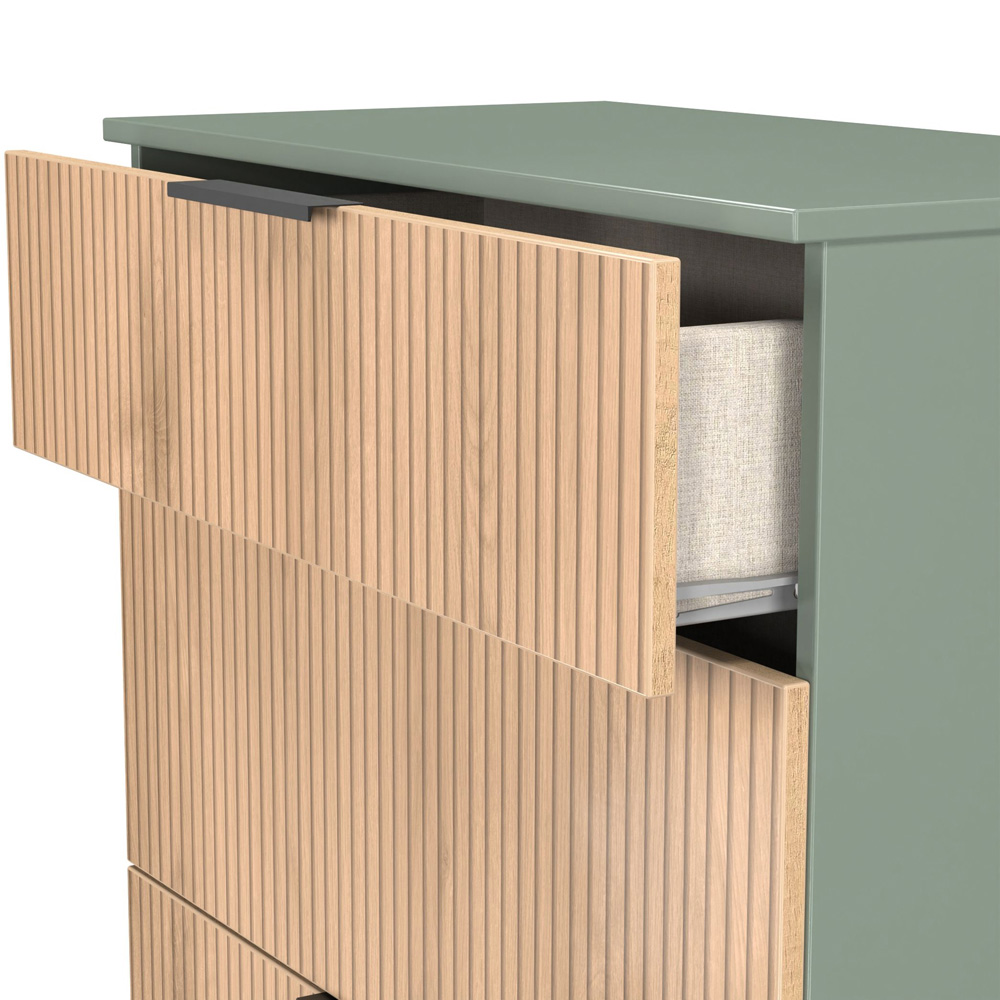 Crowndale Java 3 Drawer Slatt Effect and Reed Green Deep Chest of Drawer Image 5