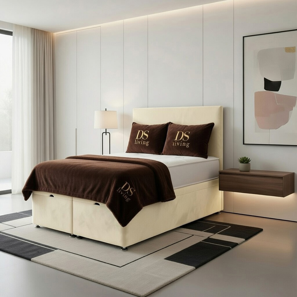 DS Living Prima Double Cream Plush Divan Bed Image 3