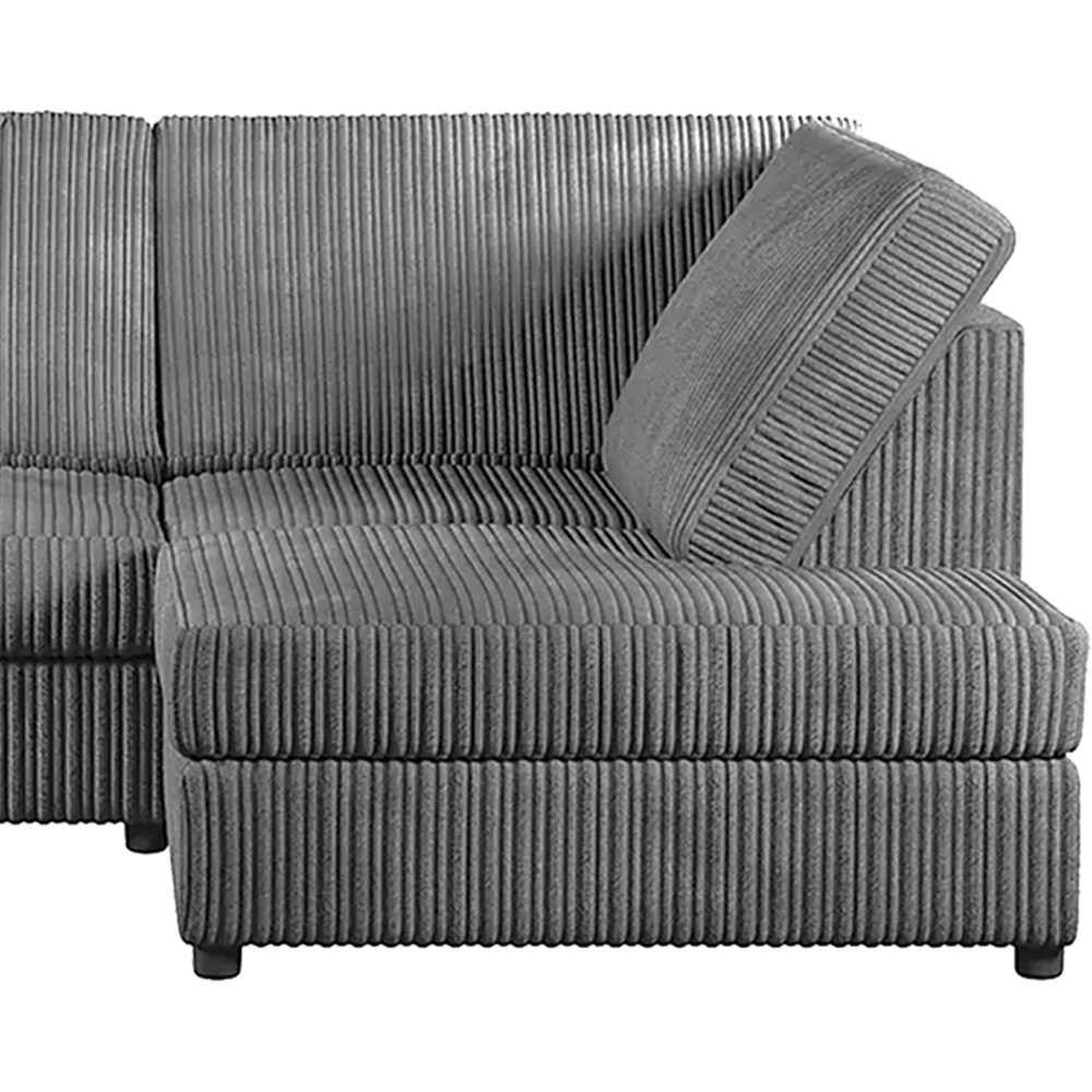 Luxor 4 Seater Grey Jumbo Cord Full Back Right Hand L Shape Corner Sofa Image 4