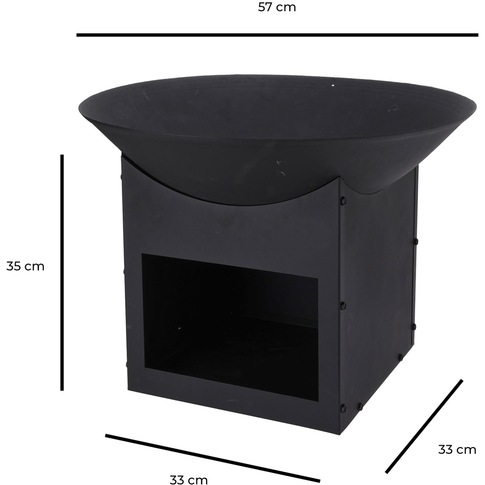 Jack Stonehouse Black Metal Square Outdoor Fire Pit with Log Store Image 5