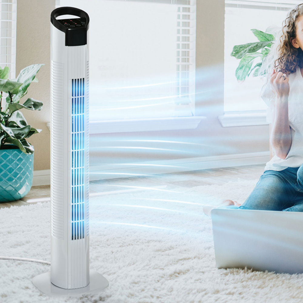 HOMCOM White and Black Tower Fan 31 inch Image 2