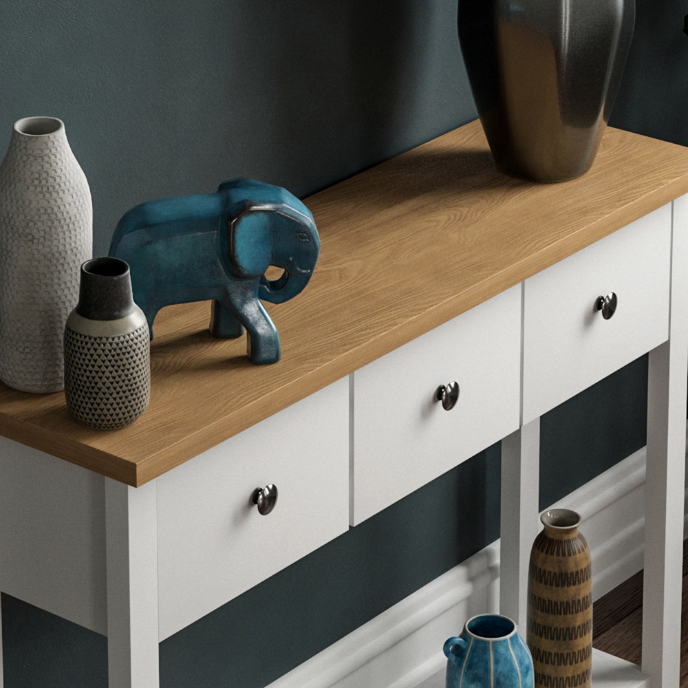 Vida Designs Arlington 3 Drawer White and Oak Console Table Image 3