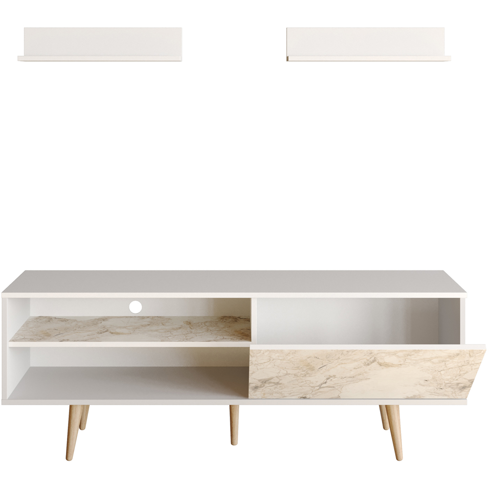 Decorotika Pi Single Door White Marble TV Unit Image 2