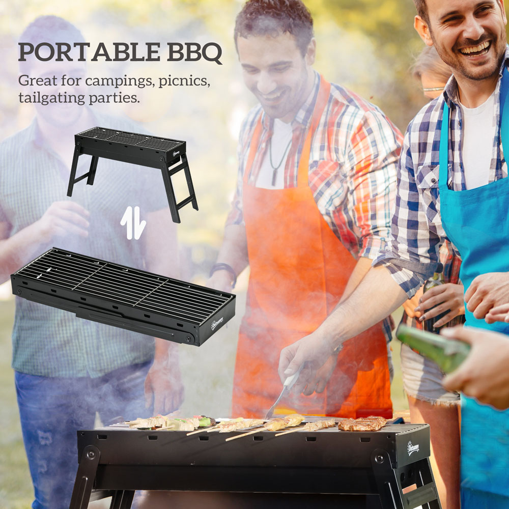 Outsunny Black Portable Charcoal Grill with Pull Out Charcoal Basin Image 4