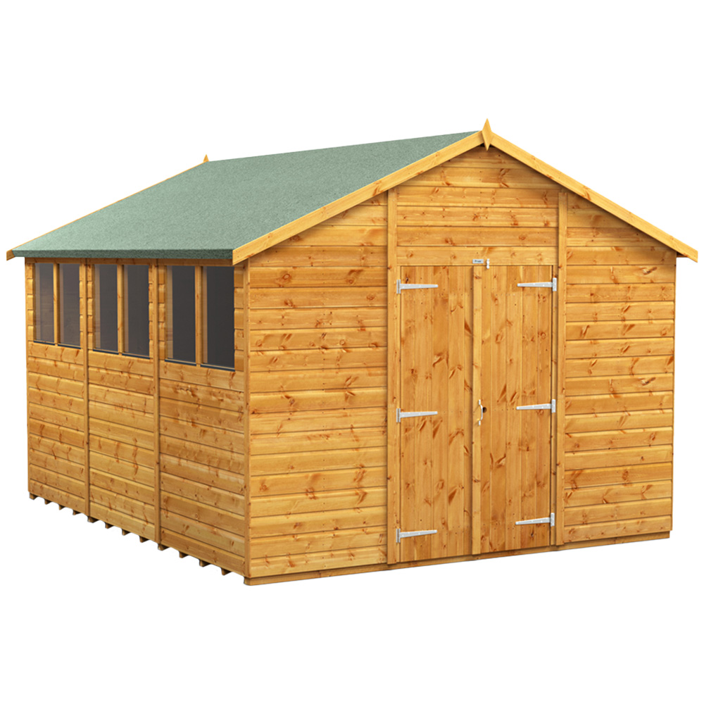 Power Sheds 12 x 10ft Double Door Apex Wooden Shed with Window Image 1
