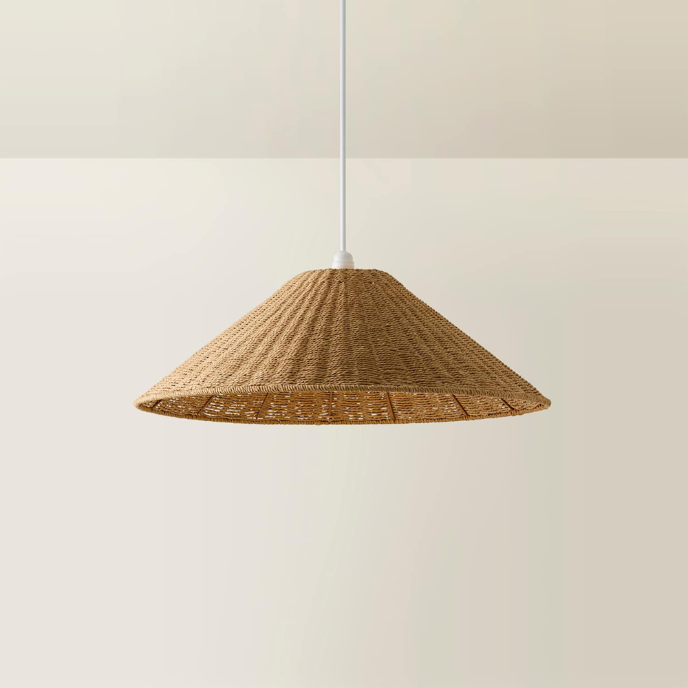 ValueLights Thelma Wicker Conical Shade Ceiling Pendant Light Image 3