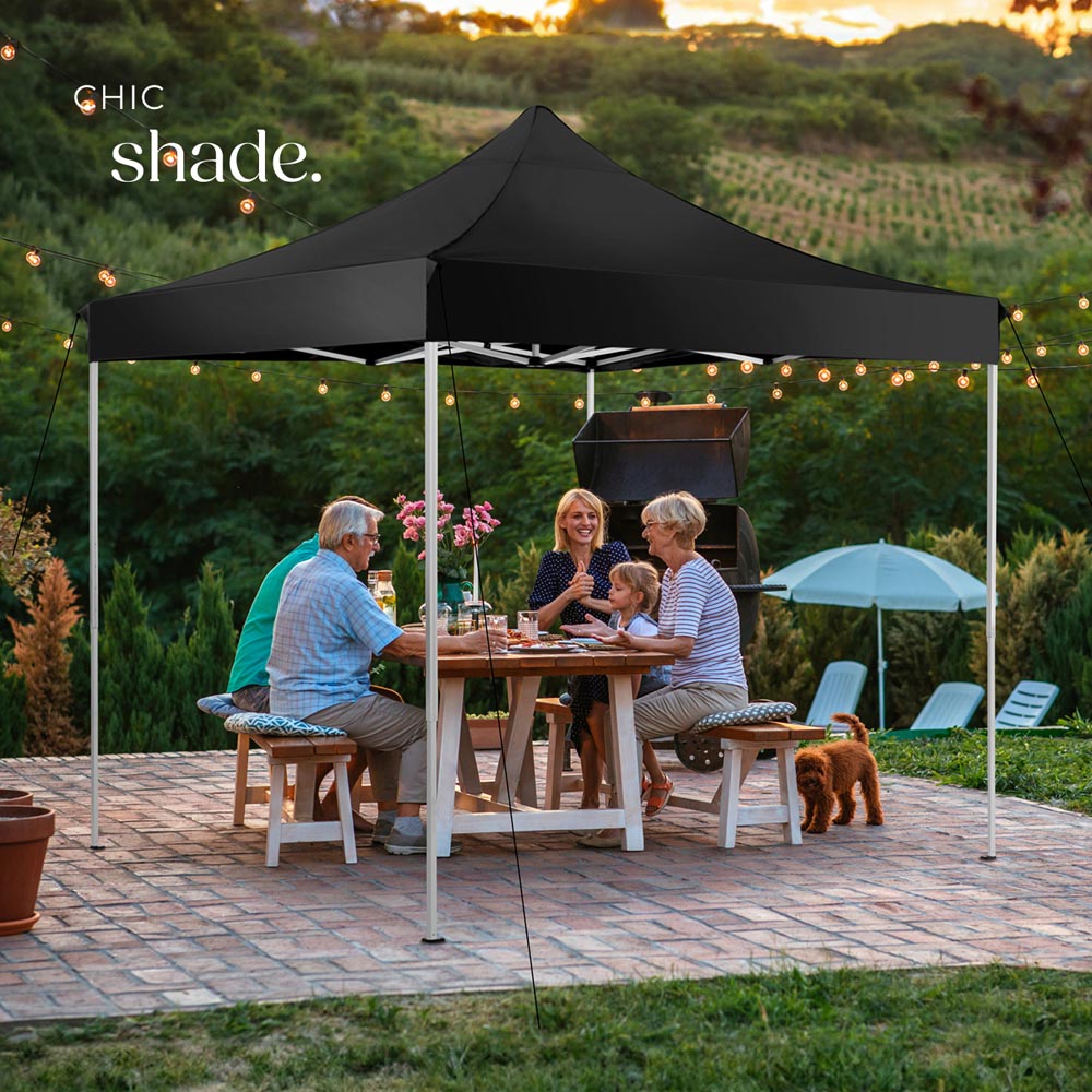 tectake Olivia 3 x 3m Black Aluminium Frame Gazebo with 4 Aide Panels Image 8