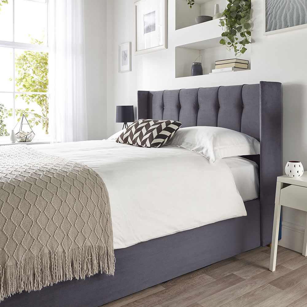 Catherine Lansfield Utopia Double Steel Velvet Ottoman Wing Bed Image 5