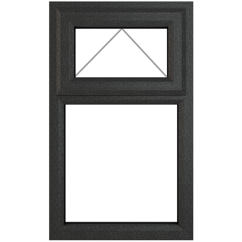 Crystal uPVC Triple Glazed Window Top Hung Over Fixed Light Grey White Clear Glass 610x820mm Image 2